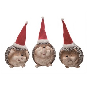 Transpac Resin Silly Hedgehog with Hat Figurine Set of 3 Christmas Home Decorations - 1 of 1