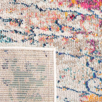 Hand-Knotted Light Blue and Orange Synthetic Area Rug, 26" x 6"