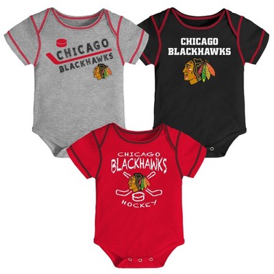  NHL Chicago Blackhawks Baby Boys' Game Winner Bodysuit Set 3pk - 3-6M 