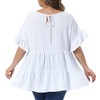 Women's Plus Size Swiss Dots Crew Neck Ruffle Short Sleeve Tiered Back Tie Summer Blouses - Agnes Orinda - 4 of 4
