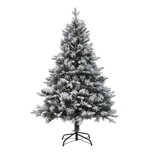 Luxenhome 5' Pre-lit Artificial Flocked Full Fir Christmas Tree With ...