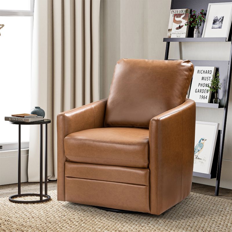 Hugo  Fall  Transitional  Wooden Upholstered Swivel Chair with metal base  for Bedroom and Living Room Deal of the day | ARTFUL LIVING DESIGN, 1 of 11
