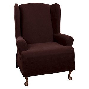 Current Wine Stretch Pixel Wingchair Slipcover - Maytex, Current Red