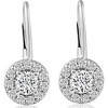 Pompeii3 1/2Ct Halo Diamond Hoops With Lever Backs in White or Yellow Gold - 2 of 4