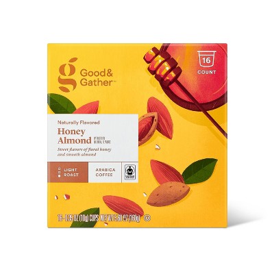 Naturally Flavored Honey Almond Light Roast Coffee  - Single Serve Pods - 16ct - Good & Gather™