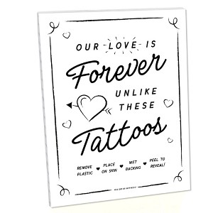 Big Dot of Happiness Our Love is Forever Unlike These Tattoos Sign - Printed on Sturdy Plastic Material - 10.5 x 13.75 in - Sign with Stand - 1 Piece - 1 of 4