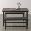 Dining Table Set for 4, Small Kitchen Table Set with 2 Upholstered Bench, Farmhouse Set, Space Saving Dining Table for Apartment, Rustic Brown - 3 of 4