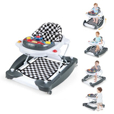 Image of Honeyjoy 6 in 1 Baby Walker Adjustable Toddler Walker & Activity Center with Music Tray Grey