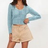 Coolmee Women's Crochet Shrug Sweater Tie Front Knit Bolero Shrug for Dress Long Sleeve Cropped Cardigan - 3 of 4