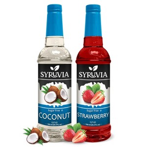 Syruvia Sugar Free Coffee Flavors Variety Pack: Coconut & Strawberry 25.4 fl oz Syrup - 1 of 4