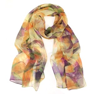 Wrapables Lightweight Sheer Silky Feeling Georgette Scarf, Yellow Leaves - 1 of 4