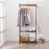 Bamboo Clothes Rack, Open Closet, Heavy Duty Closet Rack with Shelves, Removable Silent Wheels for Tight Spaces - 2 of 4