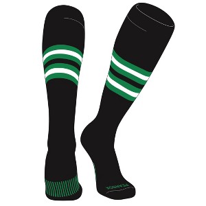 PEAR SOX Striped OTC Baseball, Softball, Football Socks (F) Black, Kelly Green, White - 1 of 3