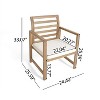 GDFStudio Abraham Outdoor Acacia Wood Club Chairs with Cushion (Set of 2), Natural/Cream - 3 of 4