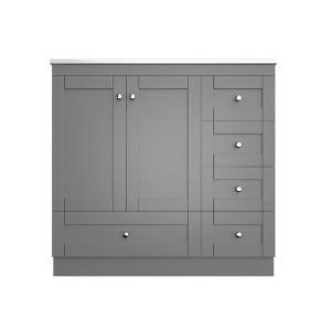 Gulches 36 in 18 in Undermount Rectangular Bathroom Sink in Gray MDF Aluminum Alloy with 4 Soft Close Drawers 2 Doors - 1 of 4