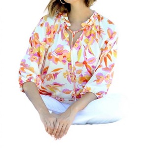 Women's Split Neck Blouse - Veronica M - 1 of 2