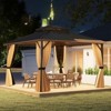 Tangkula 12 x 12 FT Hardtop Gazebo w/ Netting Heavy-Duty Double-Roof Galvanized Metal Top - 3 of 4