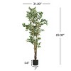SEVOBAL Artificial Plants 69" Ficus Tree Pre-Potted Faux Greenery with Glossy Leaves for Home Office Decor, Green, 31"*31"*69" - 4 of 4