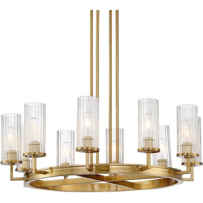 Stiffel Janice 35" Wide Gold and Clear Glass 10-Light Ring Chandelier