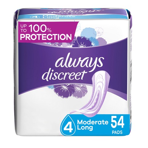 Always Discreet Moderate Long Pads - 4 Drops