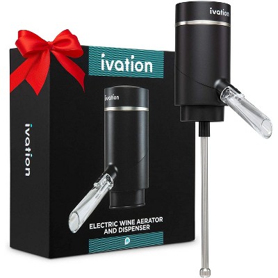 Ivation Black Electric Wine Aerator and Dispenser with Acrylic Spout