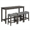 CIPACHO 4 Piece Bar Table Set with Power Outlet,Bar Table Set with Chairs,Sofa Bar Table with Stools,Dark Gray - 4 of 4