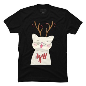 Men's Design By Humans Christmas cat By Rasheb T-Shirt - 1 of 4