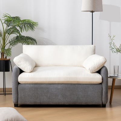 LOVMOR 50" Accent Chair with 2 Pillows, Oversized Wide Single Sofa Chair, Modern Chenille Upholstered Armchair for Living Room, Bedroom, Office