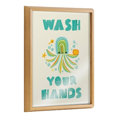 16" x 20" Blake Splish Splash Zoo Octopus by Heather Rosas Framed Printed Glass Natural - Kate & Laurel All Things Decor