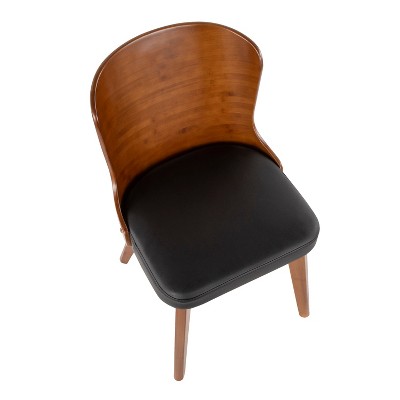 High Walnut and Black Faux Leather Upholstered Side Chair