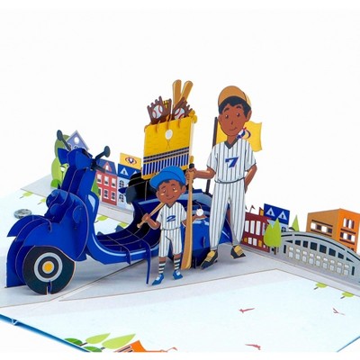 Paper Love 3D Baseball Pop Up Fathers Day Card, Gift For Dad, Husband, Son, Anyone - 5" x 7" Cover - Includes Envelope and Note Tag