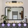 POWLIG 45.28-in 6-Light Black&Gold Bathroom Light Fixtures Over Mirror Vanity Lighting with Clear Glass Globe Shades - 3 of 4