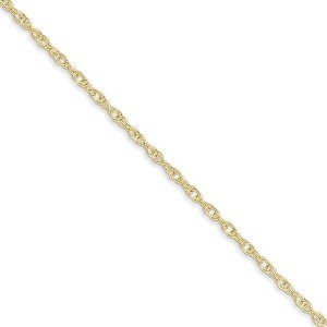 Black Bow Jewelry 1.35mm 10k Yellow Gold Solid Cable Rope Chain Necklace - 1 of 4