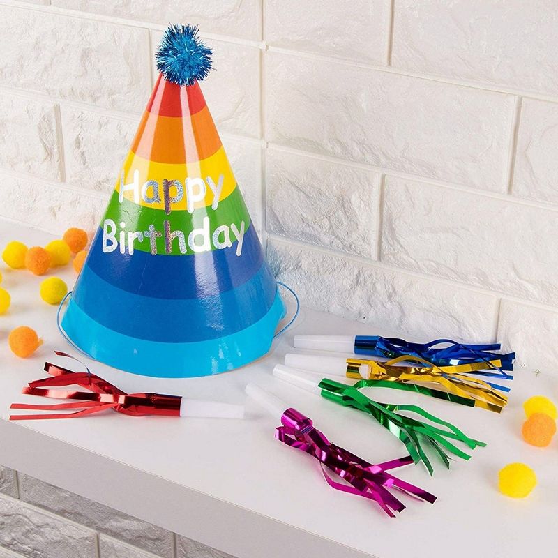 Juvale 50 Pack Colorful Party Noise Makers with Foil Tinsel Streamers for Party Favors, Birthday Squawkers, 5 Colors, 4 of 9
