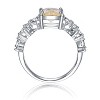 Guili Sterling Silver Engagement Ring with Yellow and White Cubic Zirconia in Leaf Trellis Design in Sizes 6, 7, and 8 – Radiant, Elegant Look - 2 of 2