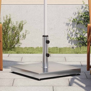 vidaXL Parasol Base - 61.7 lb Square Umbrella Stand for Ø1.3/1.5"/1.9" Poles, Stainless Steel & Concrete, Silver Color - 1 of 4
