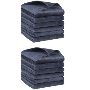 Unique Bargains Dishwashing Cleaning Microfiber Thick Absorbent Kitchen Towels 12 Pcs 12" x 12" - 1 of 4