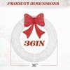 NAYSAYE 36IN Christmas Wreath with Red Bow Festive Tinsel Ornament for Front Door and Porch, Red and White, 35.4"*4.3"*35.4" - 3 of 4
