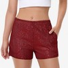 Anna-Kaci Women's Sequin Shorts Elastic Waist Sparkly Party Bottoms with Pockets - 3 of 4