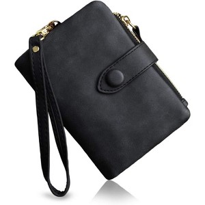 Clotth Womens Small Bifold PU Leather Wallet with RFID Blocking, Large Capacity & Wrist Strap | Easy to Use for Everyday Carry, Travel - 1 of 4