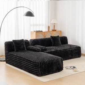 110"W Modular Sectional Sofa Upholstered Couch Cloud Sofa Free-combined Sofa with 2 Pillows, Beige/Light Coffee/Dark Gray/Black-ModernLuxe - 1 of 4