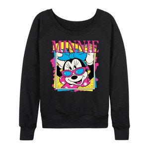 Women's - Disney - Minnie Retro Lightweight French Terry Wide Neck Long Sleeve Graphic Shirt - 1 of 4