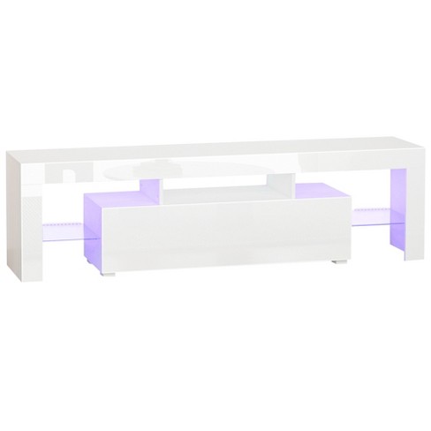 Modern TV Stand with 16 Colors LED Light for TV up to 70 Inches, High  Glossy TV Cabinet Media Storage Entertainment Center Console Table with  Drawer