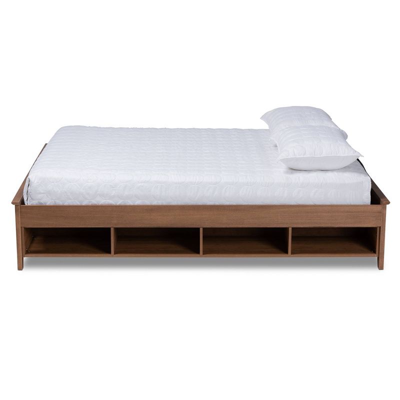 Anders Wood Platform Storage Bed Frame with Built-In Shelves Ash Walnut - Baxton Studio, 3 of 8