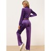Allegra K Women's Velour Crop Zip Jacket Flare Pants Two Pieces Tracksuit Set - 4 of 4