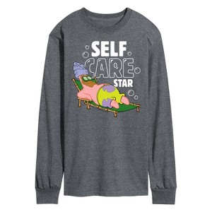 Men's - SpongeBob SquarePants - Self Care Star Long Sleeve Graphic T-Shirt - 1 of 4