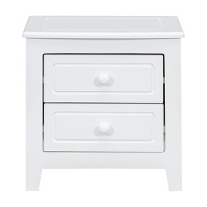 Gulches Nightstand, 19 Inch High, White Finish, 2 Drawers, Wooden Legs Included - 1 of 4