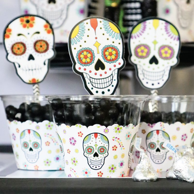 Big Dot of Happiness Day of the Dead - DIY Shaped Sugar Skull Party Cut-Outs - 24 Count, 5 of 8