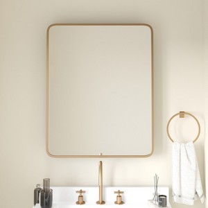 Emma and Oliver Metal Framed Bathroom Medicine Cabinet with Reversible, Recessed Design and Beveled Rounded Mirror - 1 of 4