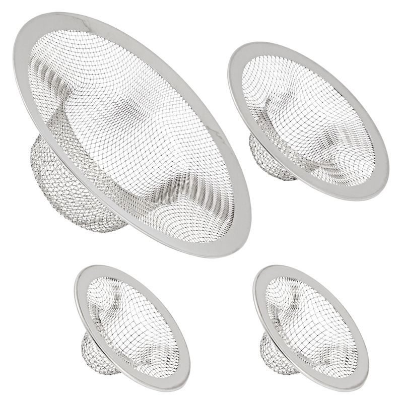 Juvale Juvale 4-Pack Stainless Steel Kitchen Sink Drain Strainer, Mesh Screen Drainer and Hair Catcher (4.3", 2.8" and 2.1"), 1 of 9